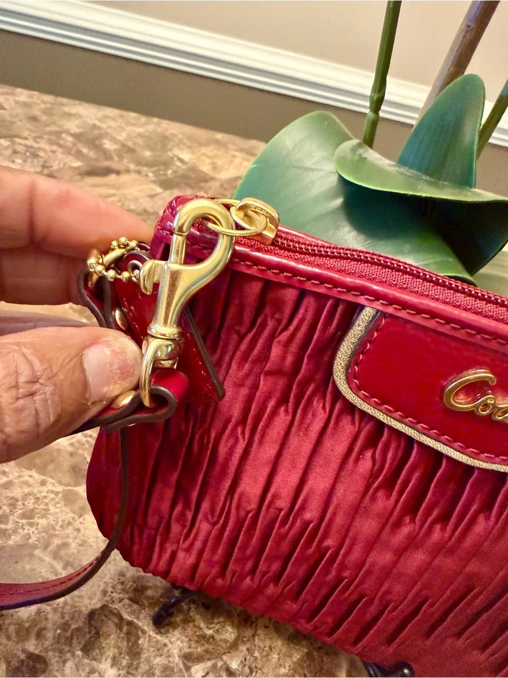 Coach Ashley Gathered Satin Medium Wristlet - Picture 5 of 12